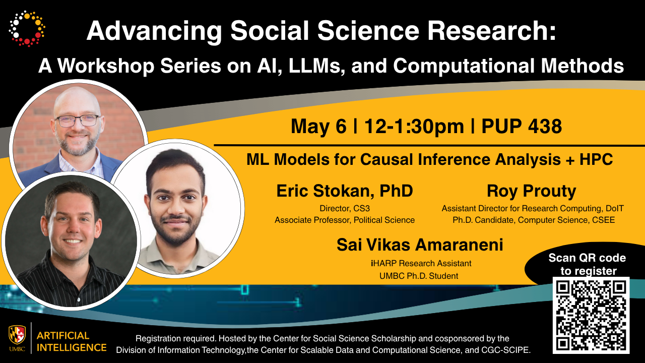 promo slide with event information included in this post and headshots of three presenters